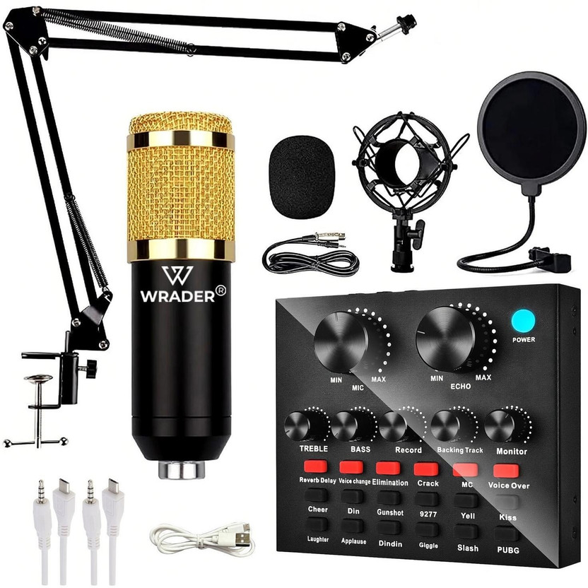 MOOZMOB Professional Studio Mic Full Setup with V8 Sound Card Podcast Recording Microphone