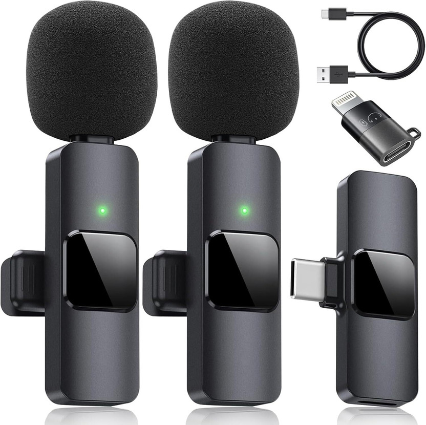 CRAZYABBS Wireless Mini Microphone for iPhone, Android Phone for Audio Video Recording Microphone