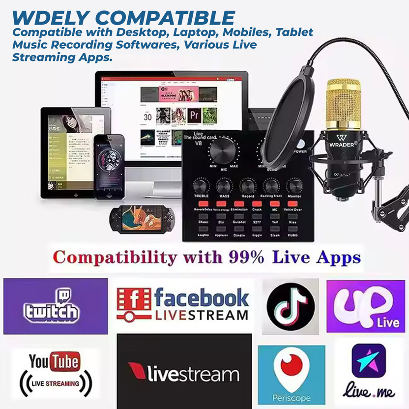 MOOZMOB Professional Condenser Mic Full Setup for Video Recording, Interviews, Podcast Microphone