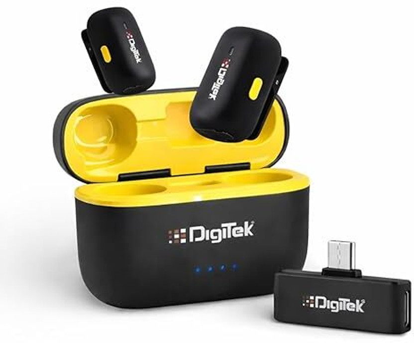 DIGITEK DWM 103 Mini 2-in-1 Wireless Microphone, 40m Range, 6Hr Battery for Smartphones Microphone