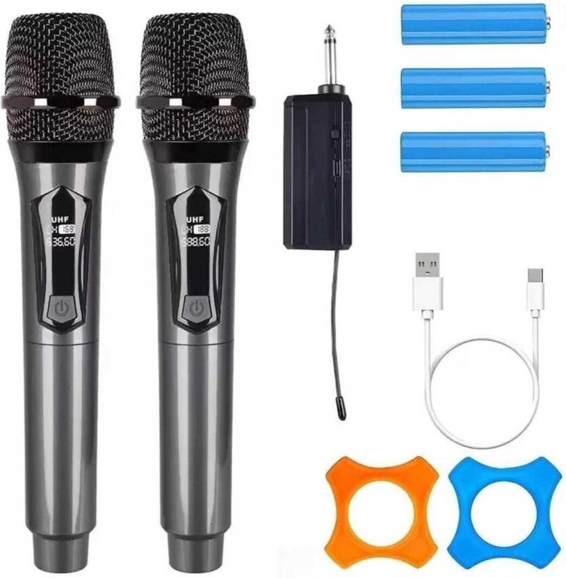 Kay-Joy Dual Wireless Microphone System Cordless Dynamic Mic,Rechargeable Receiver UHF Microphone