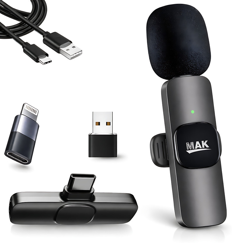 MAK Wireless Lavalier Microphone for Reels, Vlogs & Streaming Microphone