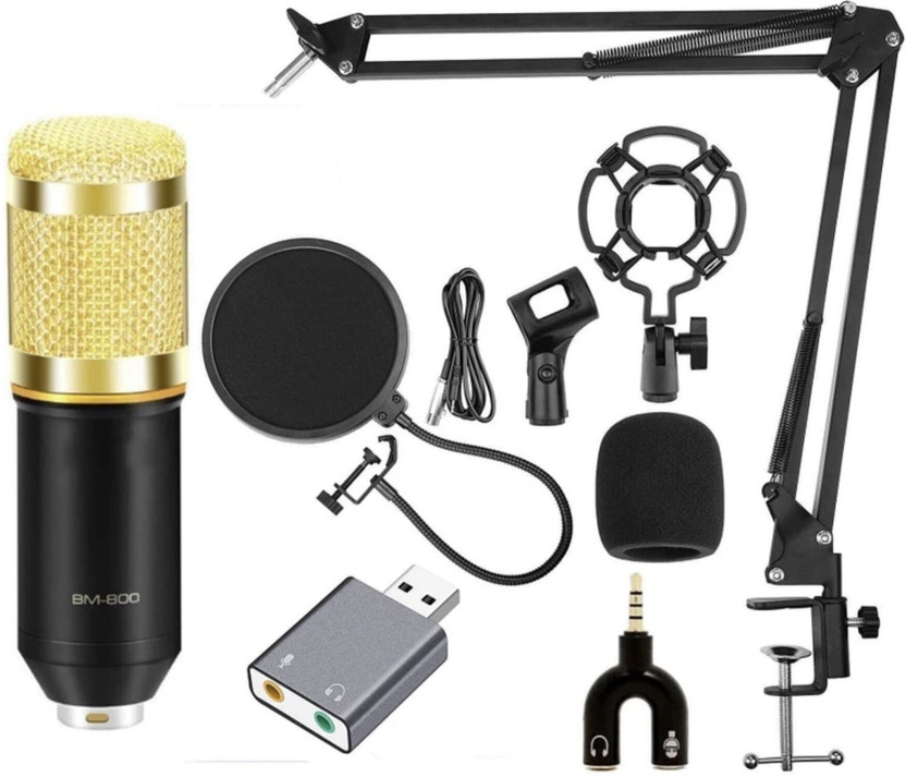 podmaster BM800 Condenser Mic with USB Sound Card for Studio Recording Microphone