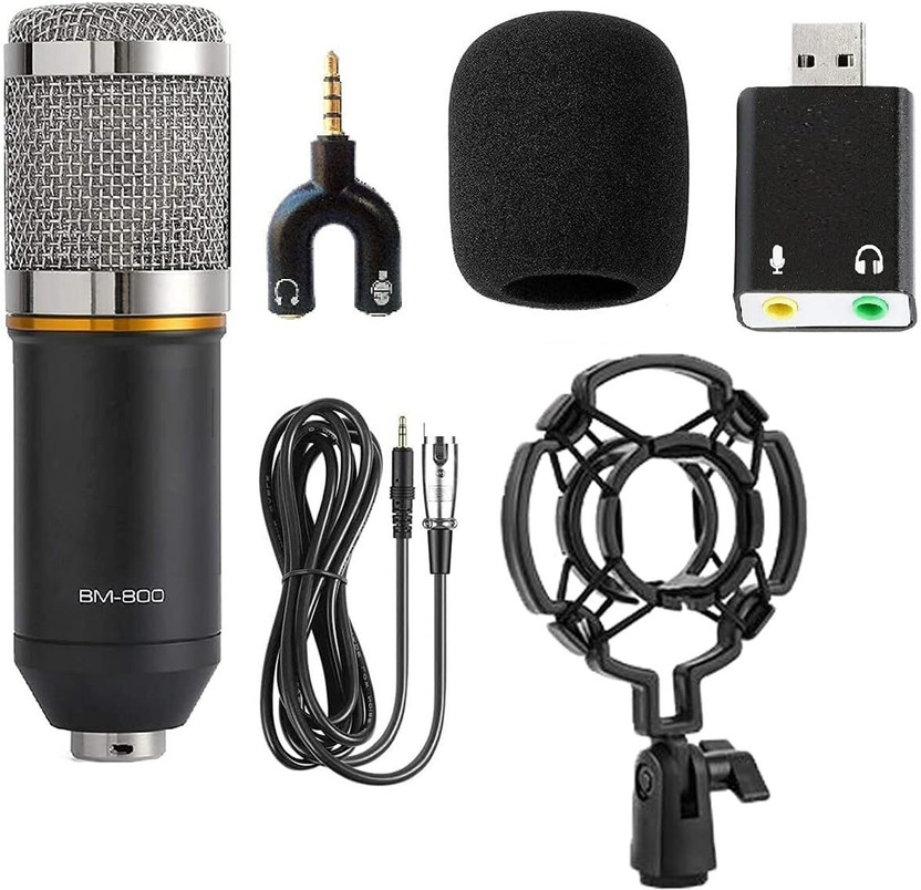 IMAGINEA BM800 condenser mic for Singing Studio with sound card & Headphone Jack Microphone