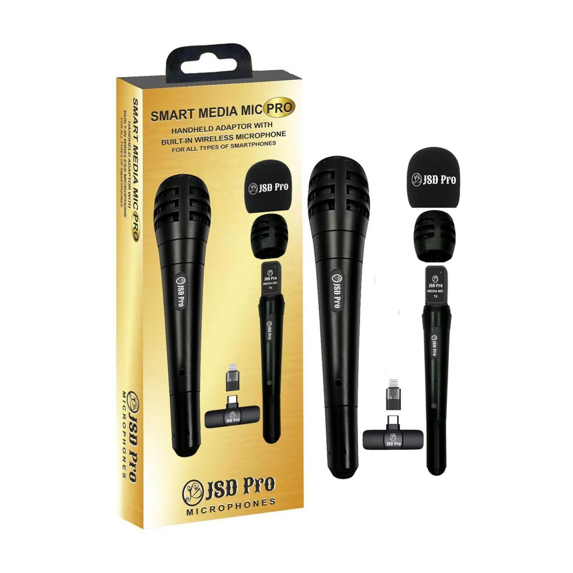 JSD PRO -Smart Media Mic-For Smartphone-Handheld Adaptor with Built-In Wireless Microphone