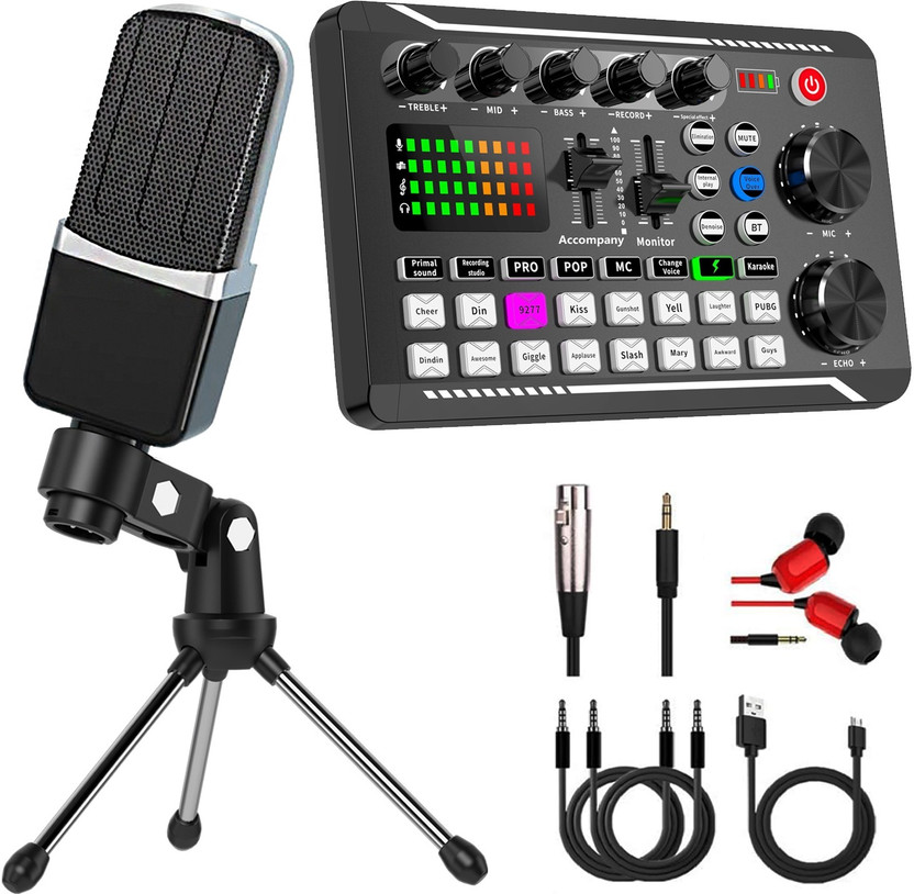 MOBIZAC Professional Condenser Microphone Kit with Sound Card Studio Recording Singing Microphone