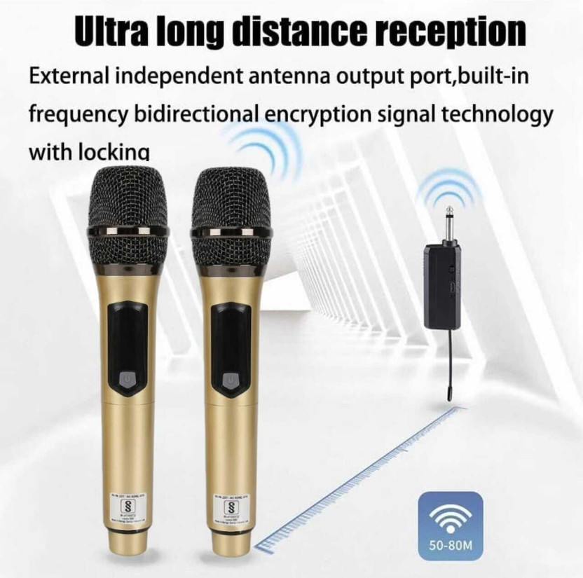 Kay-Joy UHF Dual Dynamic Wireless Mic for Karaoke Singing DJ Events and Parties Microphone