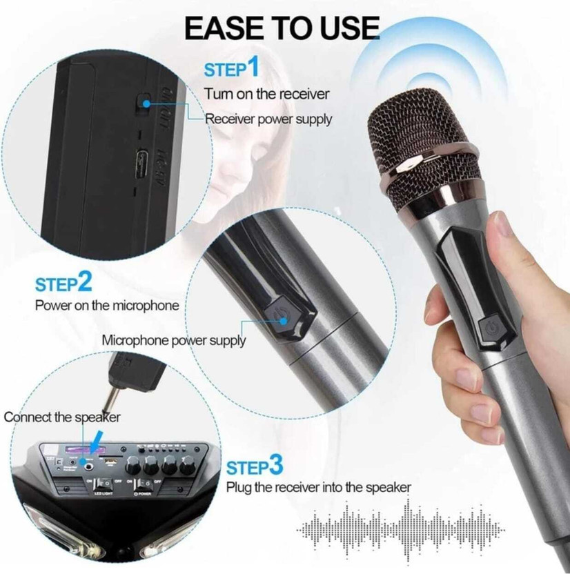 Kay-Joy Wireless Microphone with LED Display, UHF Handheld Mic for Singing & Speeches Microphone