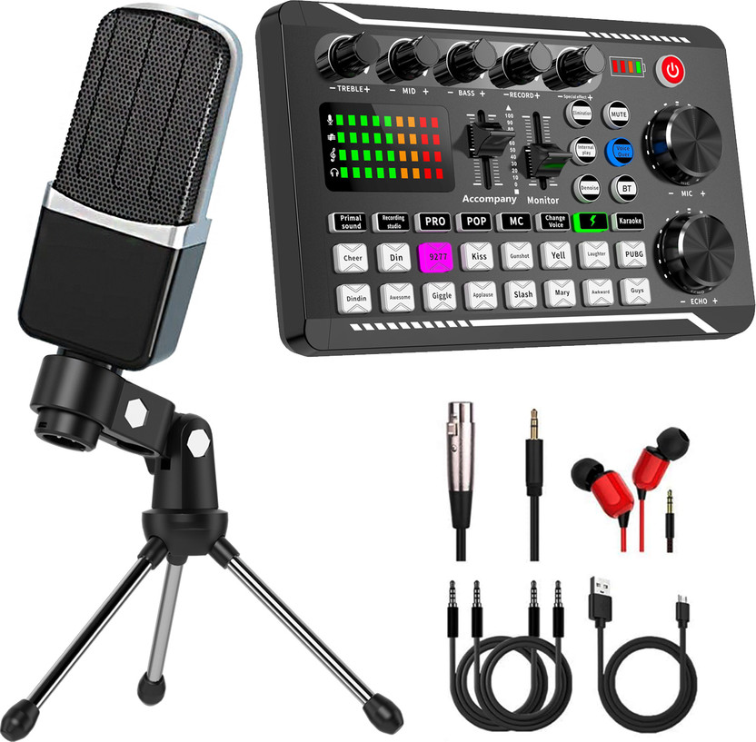 MOBIZAC Professional Condenser Mic with Sound Card Studio Recording Microphone Set Microphone