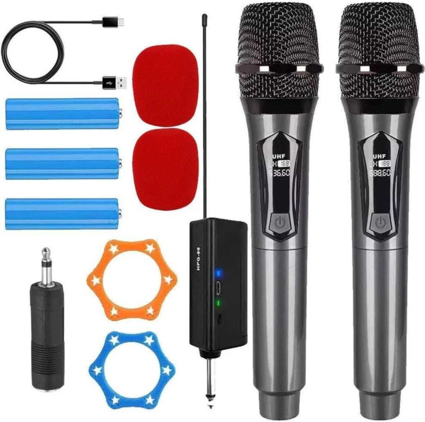 Kay-Joy Dual UHF Wireless Microphone with Rechargeable Receiver and Mic System Microphone