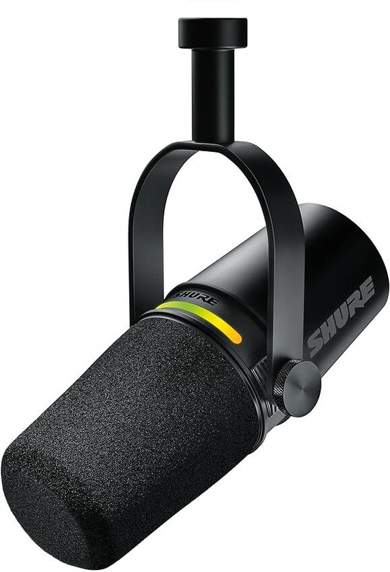 Shure MV7+Podcast Microphone Enhanced Audio,LED Touch USB-C & XLR Outputs-Black Microphone