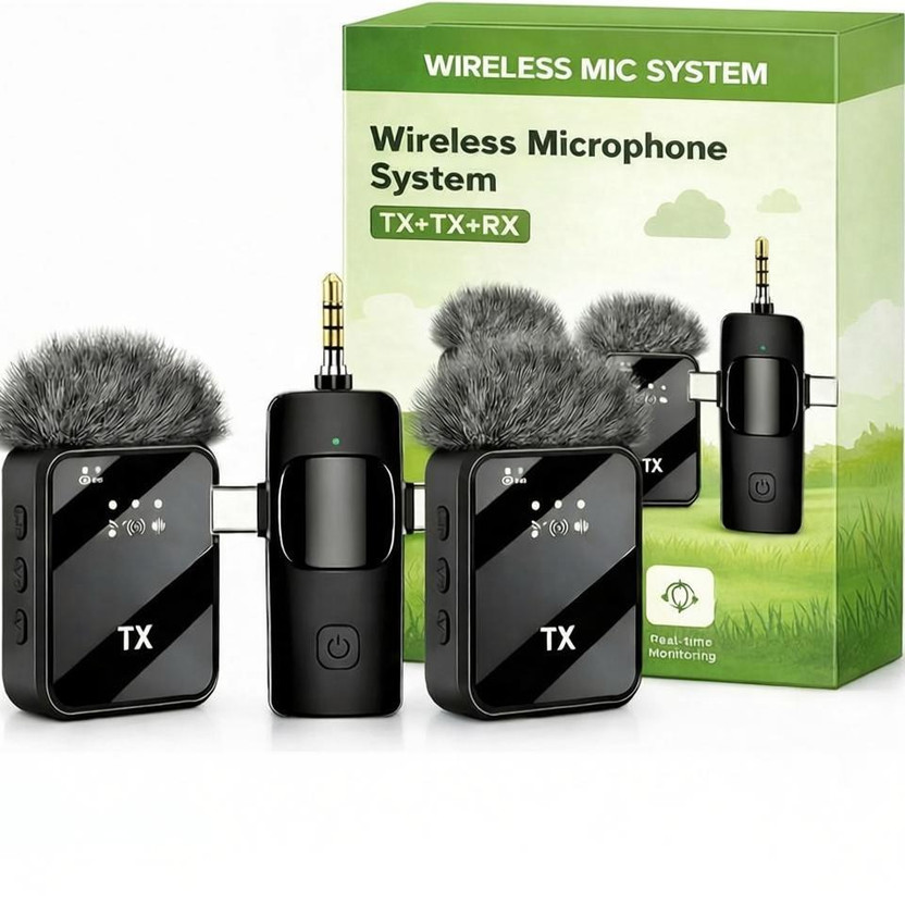 NextFusion Wireless Clip On Noise Cancelling Mic for YouTube Videos & Online Learning Microphone