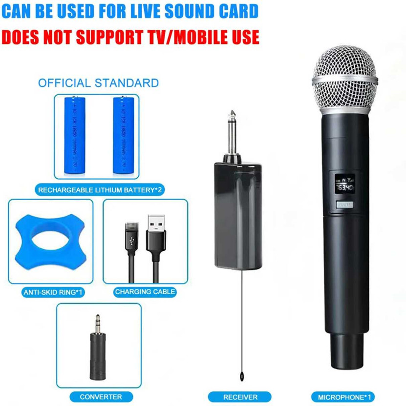 Kay-Joy UHF Wireless Karaoke Microphone with Type-C Rechargeable Receiver for Singing Microphone