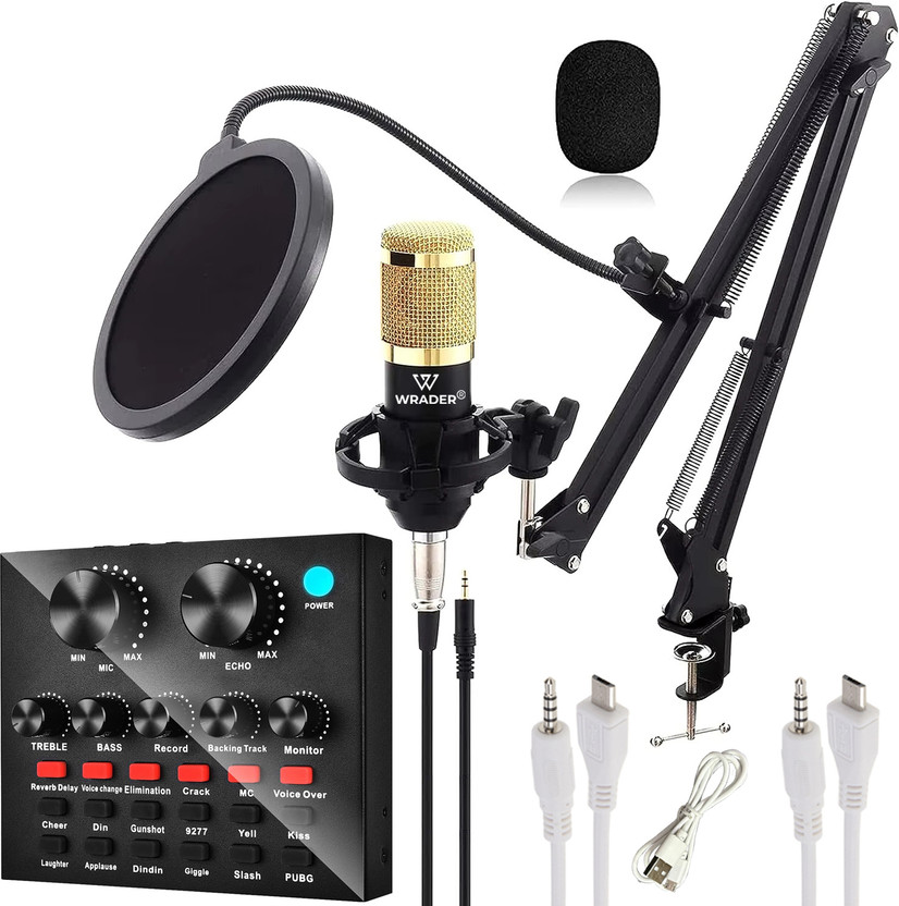 MOOZMOB Professional Studio Mic Full Setup V8 Sound Card Interview Podcast Recording Microphone