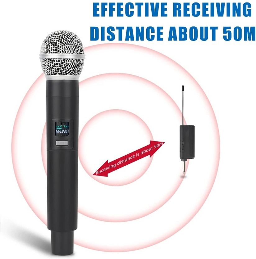 PICSTAR Wireless Microphone UHF Handheld Mic with Type-C Receiver for DJ Stage Karaoke Microphone