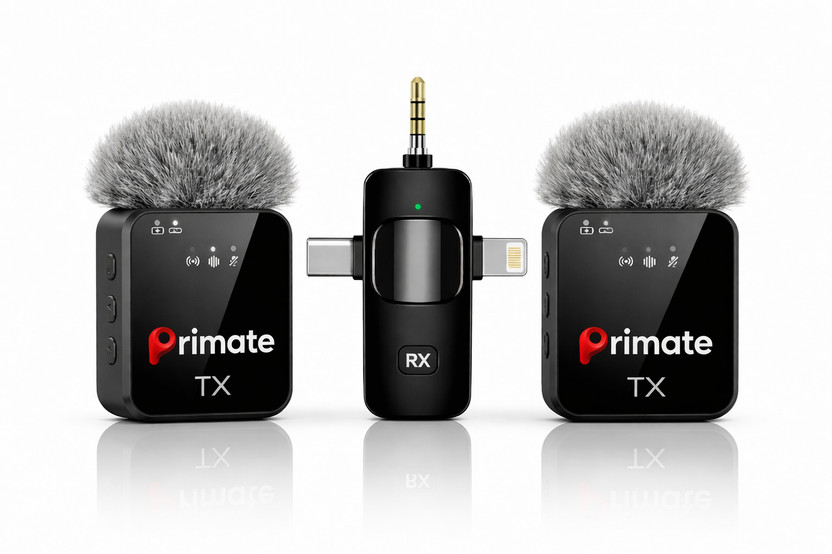 Primate Portable 3-in-1 Wireless Microphone for Recording, Streaming and Vlogging Microphone
