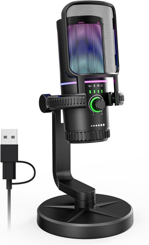 Xclamor XM-R1 USB Condenser Mic RGB 192kHz AI Noise Cancel for Streaming & Gaming Microphone