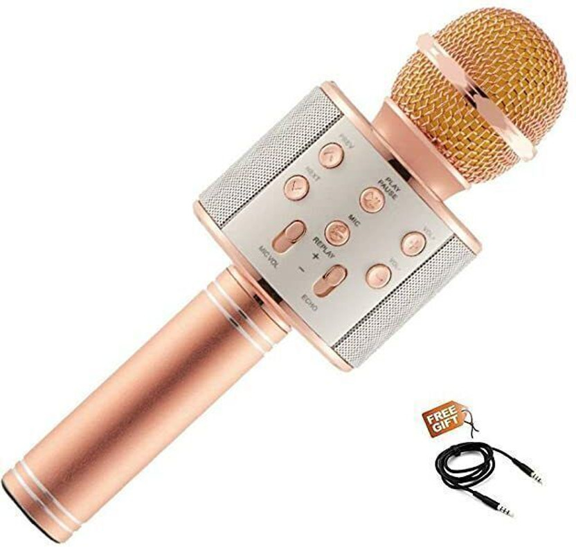 Seraphic Microphone Bluetooth Singing Mic with Built-in Speaker Echo Rechargeable Microphone