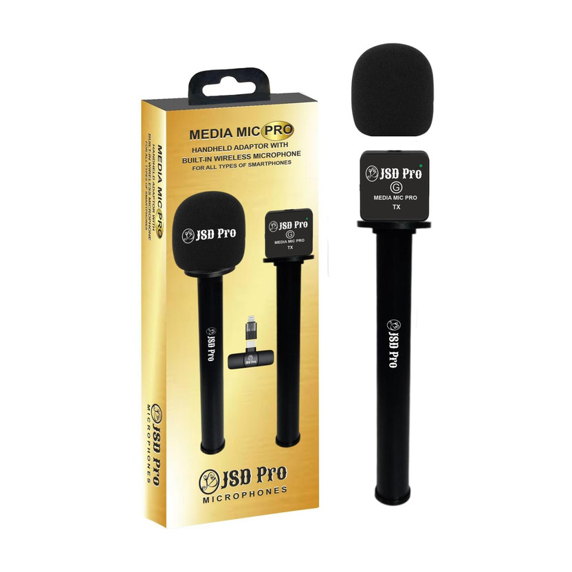 JSD PRO -Media Mic-For All Types of Smartphone - Handheld Adaptor with Built-In Wireless Microphone