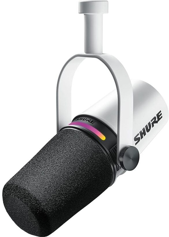 Shure MV7+Podcast Microphone Enhanced Audio,LED Touch Panel,USB & XLR-White Microphone