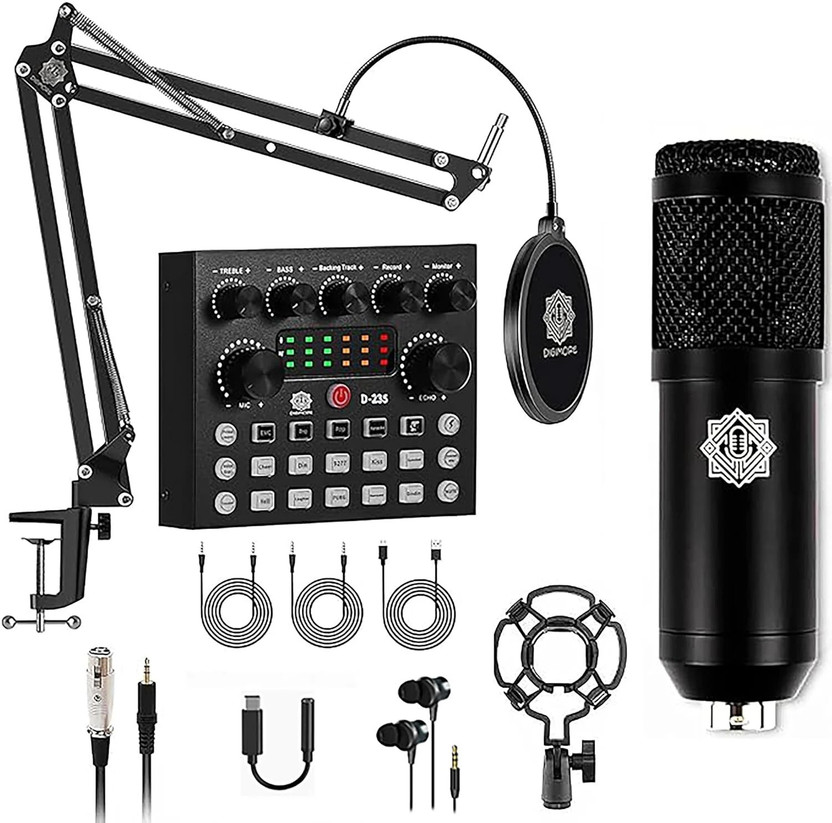 Digimore D-430 Condenser Kit w Sound Card for Recording, Podcast, Starmaker Microphone