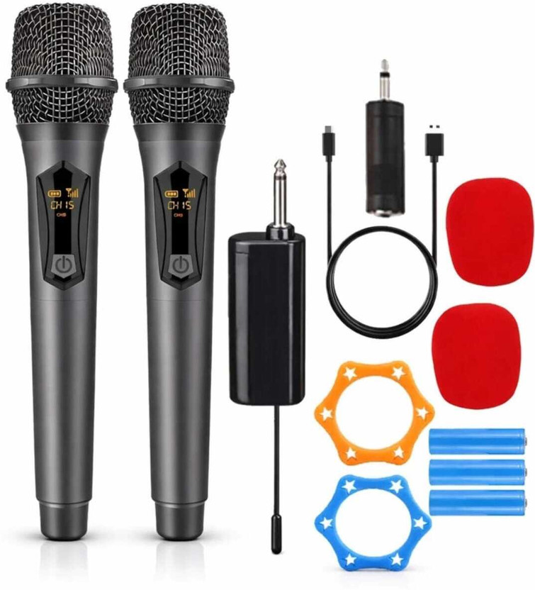 Kay-Joy Professional Dual UHF Dynamic Wireless Mic for Karaoke Singing,DJ Party etc UHF Microphone