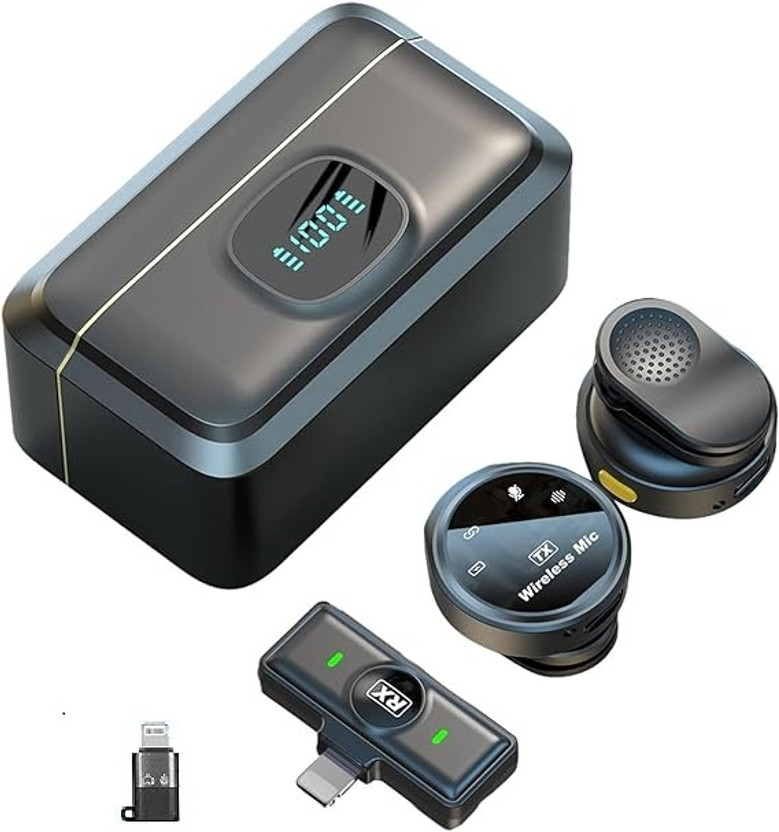 PAPLAJ ENTERPRISES Wireless Lavalier Mic Display Screen & Noise Cancel for Video Recording Microphone