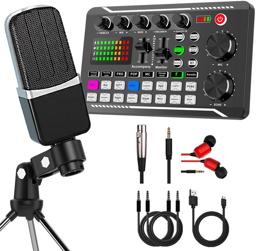 MOBIZAC Studio Condenser Mic Full Setup Kit Sound Card for Recording Singing Podcast Microphone