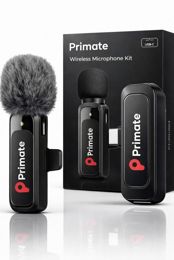 Primate Wireless Mic For Youtube Mic For Vlogging Video Recording , Type-C Plug & Play Microphone