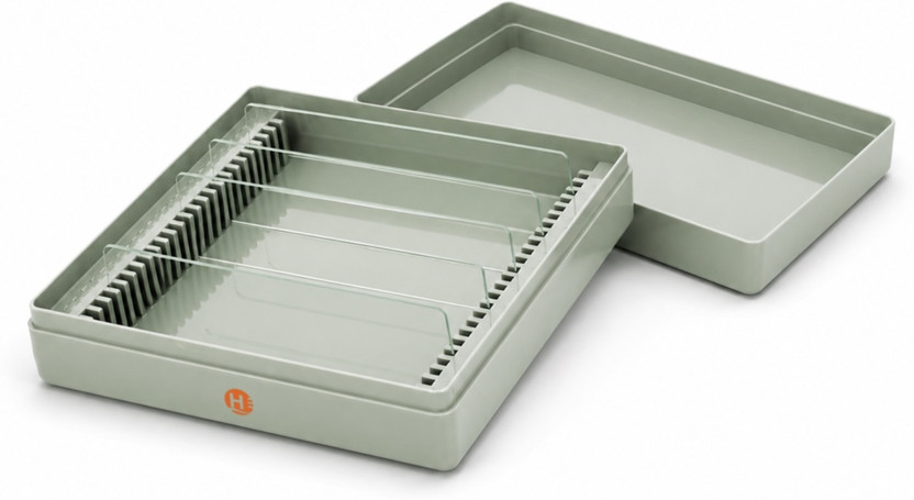 HARRISON Microscope Slide Storage Box 25 Slot Slide Holder|Case for School & Labs Microscope Slide Box