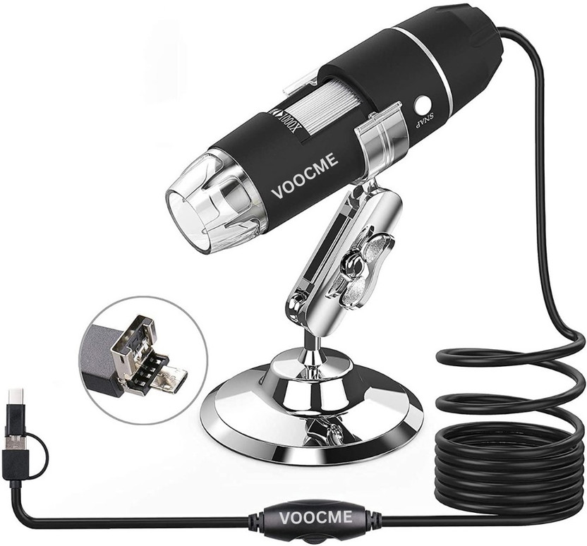 VOOCME 2K HD 2560x1440P USB Digital Microscope for Android Cellphone and Tablet WindowS Microscope Slide Box
