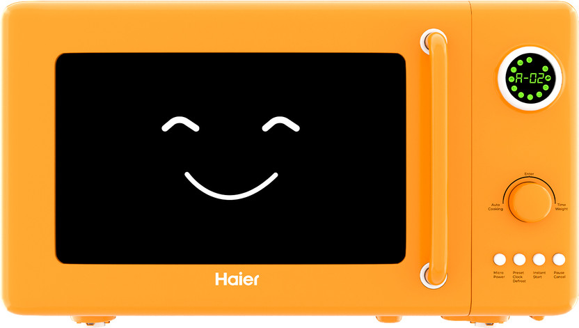 Haier 20 L Digital Display Push button & Jog control Multi-Power Levels Quick Reheat & Defrost Child Lock Safety HIL20V1MOPD Solo Microwave Oven(HIL20V1MOPD, Orange, Black)