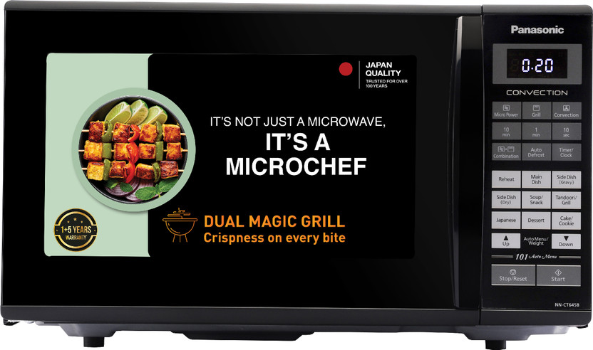 Panasonic 27 L Black Mirror, Heat , stainless steel cavity, Magic Grill Convection Microwave Oven(NN-CT645BFDG, Black)