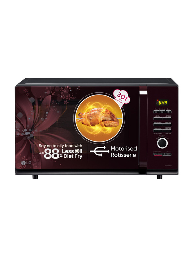 LG 32 L Auto Cook Menu, Stainless steel cavity, 360 degree Motorised Rotisserie for Bar-be-queing, Indian Cuisine, Tandoor Se, Steam Clean & Diet Fry) Convection Microwave Oven(MC3286BRUM, Black)