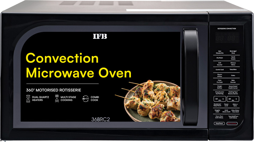 IFB 36 L with Air Fry, 10 Power Levels, Intelligent Cooling System, Fermentation mode, 151 Auto Cook Menus, Weight Defrost, Auto Reheat Convection & Grill Microwave Oven(36BRC2, Black)