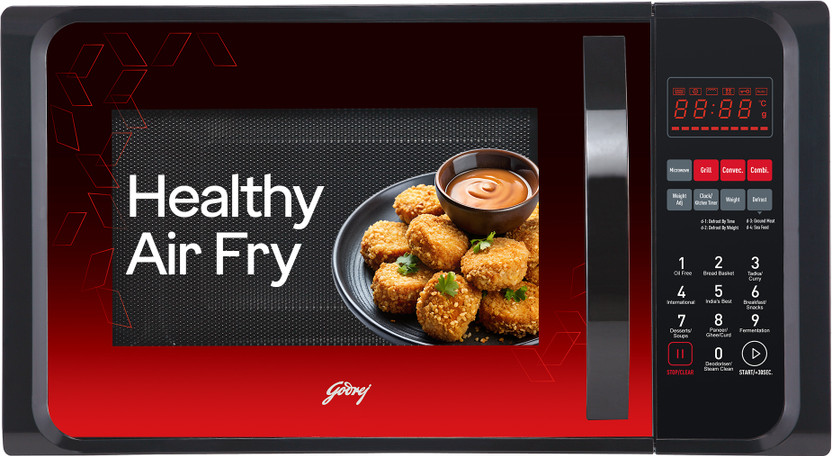 Godrej 23 L Airfry + Steam Clean + Stainless Steel Cavity with 205 Insta Cook Recipes. Convection Microwave Oven(GME 523 CF1 RM, Black)