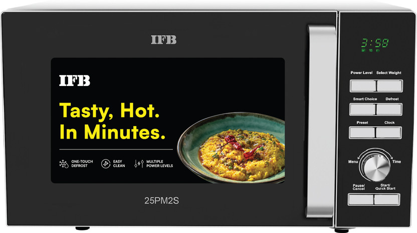 IFB 25 L 61 Auto Cook Menus, 5 Power Levels, Mug Recipes, Quick Reheat, Auto Defrost, Child Safety Lock, Solo Microwave Oven(25PM2S, Silver)
