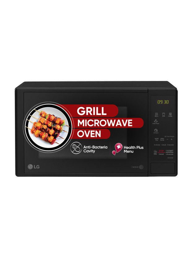 LG 20 L i-Wave Technology, Indian Cuisine, Auto Cook Menu, Steam Clean, Anti-Bacterial Cavity & Health plus Menu Grill Microwave Oven(MH2044DB, Black)