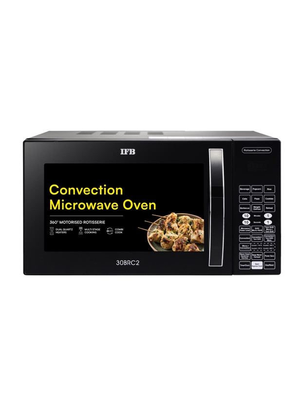 IFB 30 L 101 Standard Cook Menus, 360 Degree Motorized Rotisserie, Weight Defrost, Steam Clean, Grill & Multi-Stage Cooking Convection Microwave Oven(30BRC2, Black)