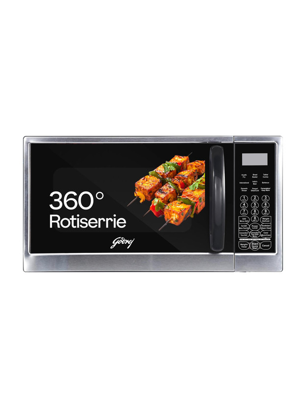Godrej 30 L Rotisserie, Stainless Steel Cavity, Dual Grill Technology and 375 Instacook Menus Convection Microwave Oven(GME 530 CR1 SZ, Black)