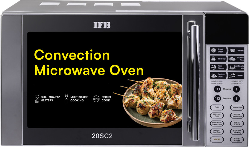 IFB 20 L 24 Standard Cook Menus, Steam Clean, Weight Defrost, Grill & Multi-Stage Cooking Convection Microwave Oven(20SC2, Silver)