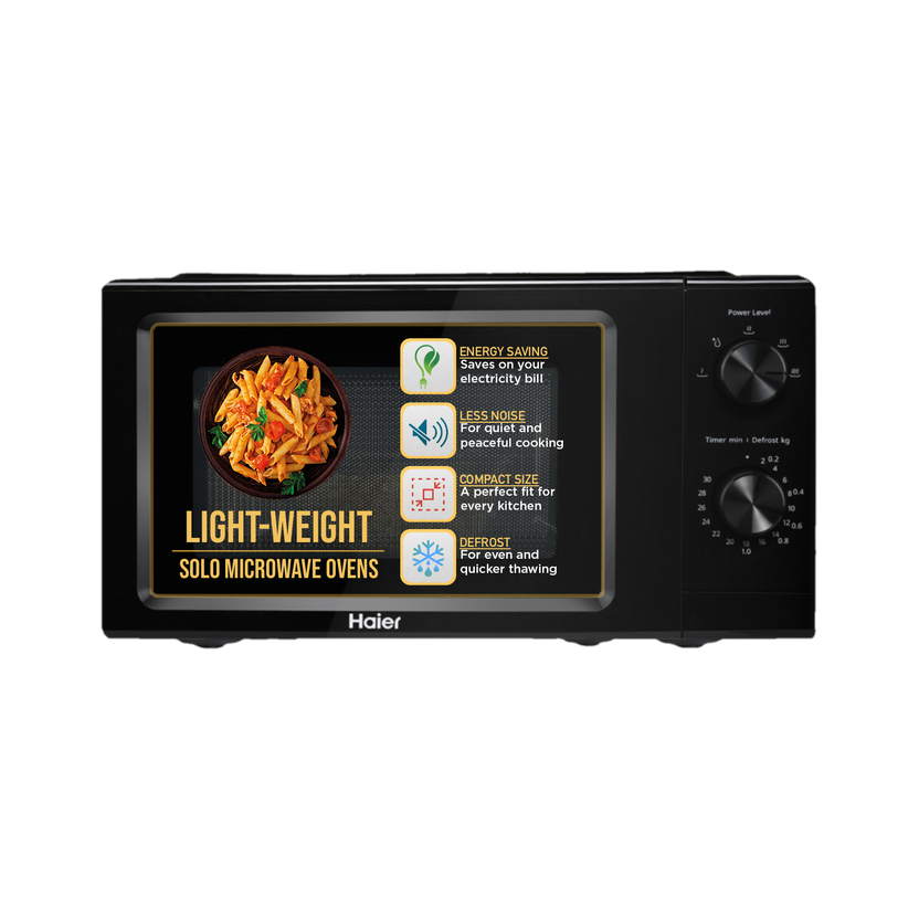 Haier 19 L Inverter Technology, Light Weight, Defrost, 5 Power Levels Solo Microwave Oven(HIL1901MBPB, Black)