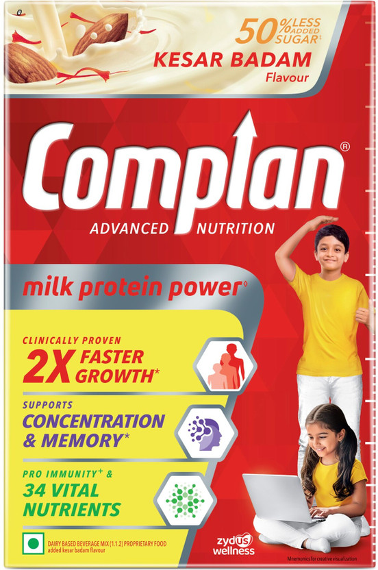 COMPLAN Nutrition Drink Powder for Children, Kesar Badam Flavour, Carton(500 g)