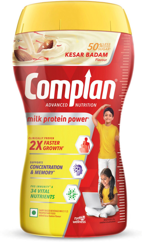 COMPLAN Nutrition Drink Powder for Children, Kesar Badam Flavour, Jar(500 g)