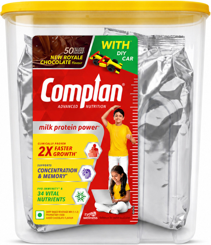 COMPLAN Nutrition Drink for Children New Royale Chocolate flavour Jar Pack with DIY Car(1.5 kg)