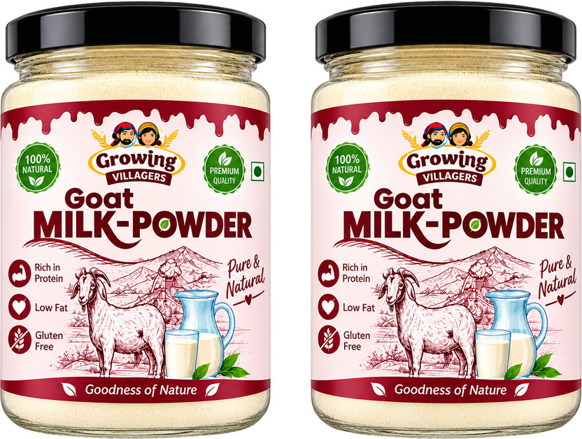 Growing Villagers Premium Fresh And Natural Freeze Dried Organic Grass Fed Goat  Milk Powder(300 g, Pack of 2)
