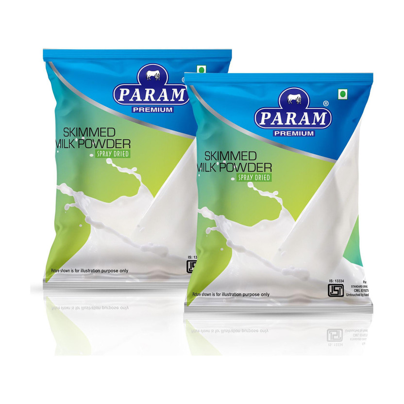 PARAM Skimmed Milk Powder 100% Pure & Natural, Ideal for Tea, Coffee & Daily Use(2 x 1 kg)
