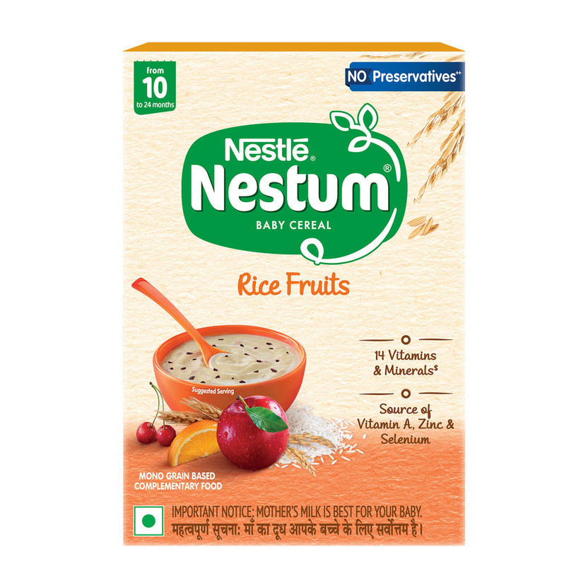 Nestle Nestum Baby Cereal - Rice Fruits (From 10 to 24 months) - BIB Pack Cereal(300 g, 10+ Months)