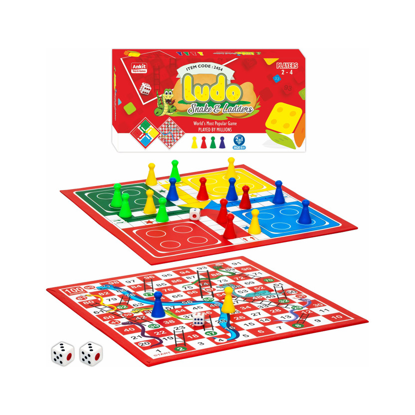 Ankit Ankit Toys & Games 10" Ludo and Snakes & Ladders Board Game 2 in 1 Double Sided Playing Board for Party & Fun Board Game - Flipkart Deal