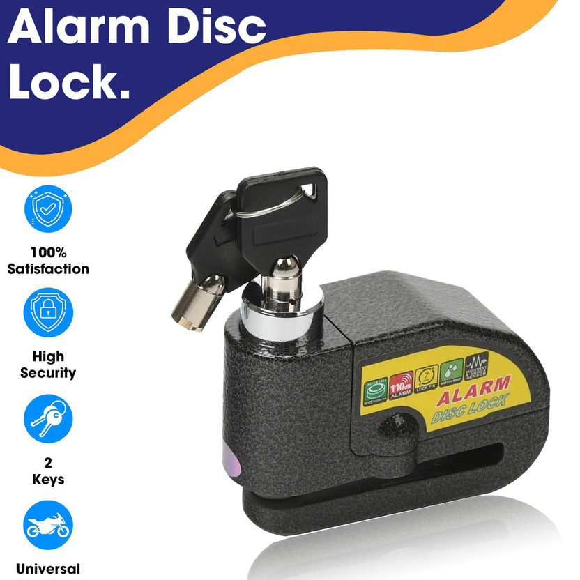 Otoroys DISK ALARM LOCK Motorcycle Alarm Lock Waterproof 110dB Heavy Duty Black Color Painted Motorbike Anti-Theft Alarm Wheel Disc Brake Security Disc Lock(Black)